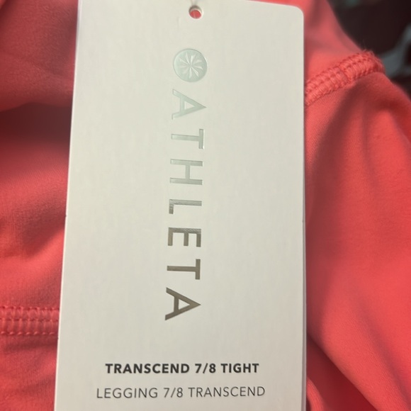 Athleta New Transcend 7/8 Leggings Coral Peach Pink Color SZ Large Petite - Picture 5 of 6